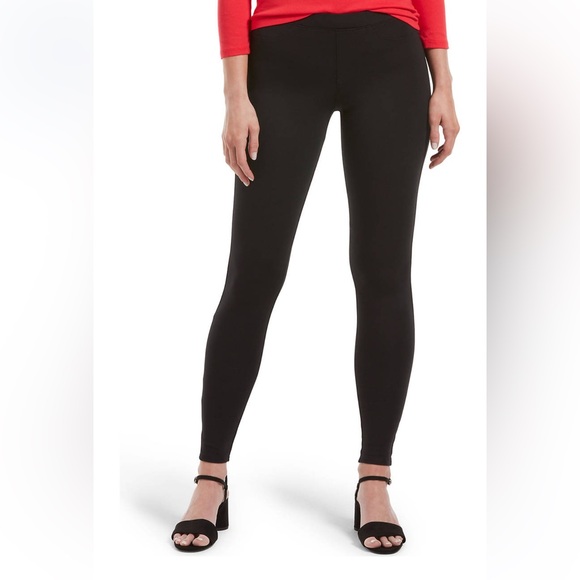 HUE Mid-Rise Ponte Black Leggings Large - Picture 2 of 9